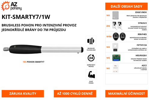 KIT-SMARTY7/1W - brushless pohon pro intenzivní provoz jednokřídlé brány do 7m průjezdu